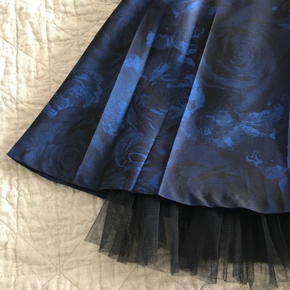 Review Blue-Black Rose Print SIZE 14 A Line Dress - Picture 5 of 9